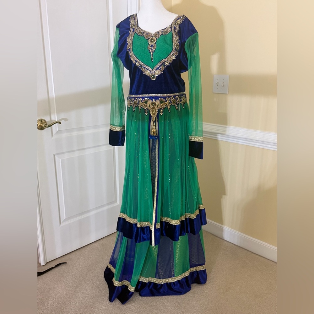 Elegant Green and Blue Women's Indian and Pakistani Dress